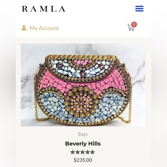 Ramla Mosaic Pink & Gold Beverly Hills Handmade in Morocco NWOT Stunning! - Picture 8 of 8
